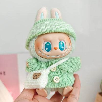 Clothes For Labubu 17cm II Idol Dolls Sitting Party The Monster Outfit Accessories Clothing Lovely Gift Cute Sweater Hat And 