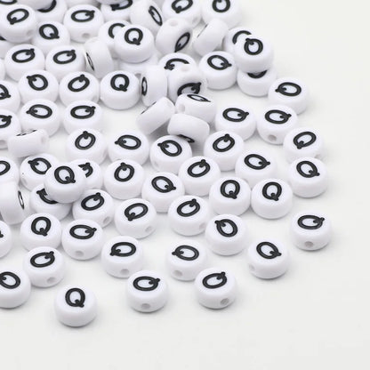 50/100pcs/lot 7x4mm White Round A-Z Alphabet Letter Acrylic Loose Spacer Beads for Jewelry Making Diy Bracelet Accessories