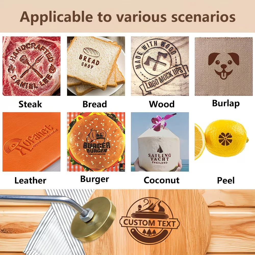 Customize Branding Iron Stamp Leather Stamp LOGO Personalized Heating Brass Embosser Seal Wood Cake Hamburger Craft Handmade 
