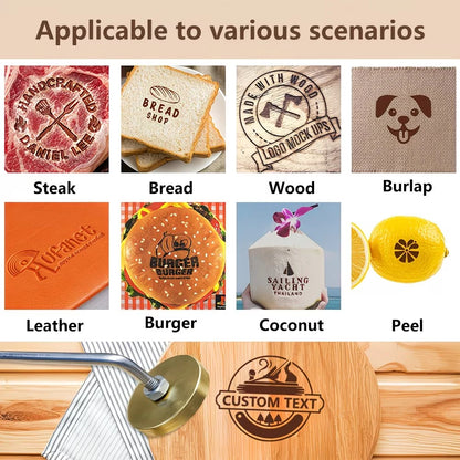 Customize Branding Iron Stamp Leather Stamp LOGO Personalized Heating Brass Embosser Seal Wood Cake Hamburger Craft Handmade 