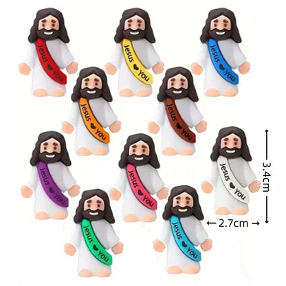 10/60pcs Mini Jesus Decorations Cartoon Statue Set for Holiday Party Scene Decor Festive Room Figurines Christmas Easter Gift