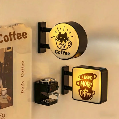 Retro Coffee Shop Fridge Magnet, Glowing Miniature Pegboard Refrigerator Magnet, Creative Coffee Corner Magnetic Ornament, Ho