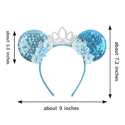 New Christmas Halloween Mouse Ears Headband Cartoon Sequin Bows Headband Birthday Party Princess Cosplay Costume For Women Ad