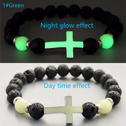 volcanic stone glow-in-the-dark vintage bracelet multi-colored luminous cross bracelet ornaments charm bracelet