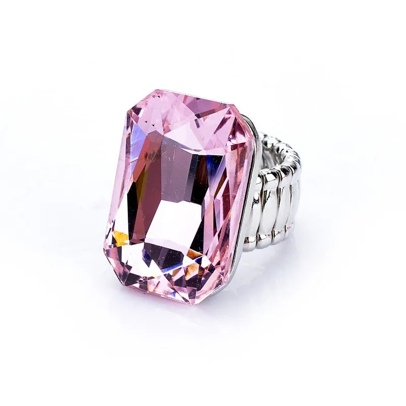 Personality Elegant Big Ring for Women 7 Colors Big Resin Stone Fashion Elastic Stretch Finger Rings Jewelry Christmaswholesa