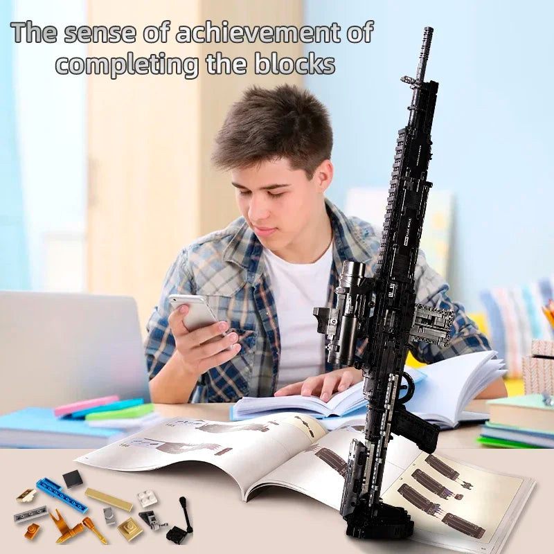Military MK14 Battle Rifle Simulation Gun Assembled Building Blocks Bricks Model MOC Army Firearm Weapons Set Boys Toys Kid G