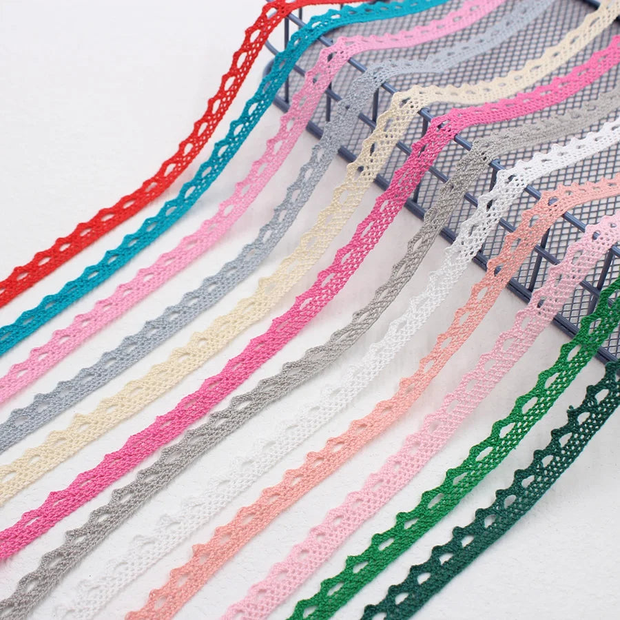 5 /10Yards Multi Colored Cotton Lace Trims Ribbon DIY Clothes Hometexile Edge Embellishement Handmade Cotton Fabric Material