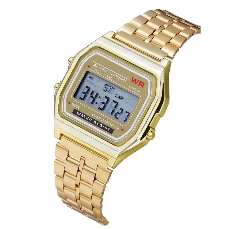 F91W Non-Waterproof Steel Band Watch For Women, Men, Business Clock, Multi-Functional LED Digital Sports Watch, Electronic Cl