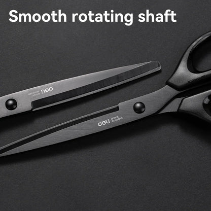 DELI Professional Office Scissors 180mm Heavy Duty Scissors with Black Blade Sharp Stainless Steel Cutting Tool for Paper Cra