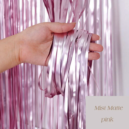 Top Matte Birthday Party Decoration Backdrop Foil Tassel Fringe Curtain Kids Adult Photo Booth Baby Shower Wedding Matte Drap