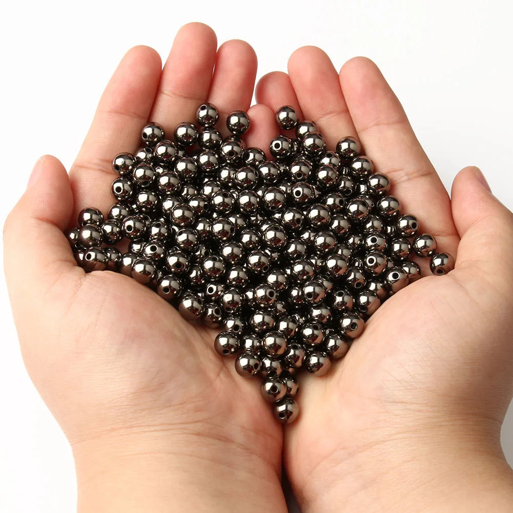 3/4/6/8/10/12mm Round Spacer Beads CCB Gold Silver Color Smooth Loose Ball Beads for Bracelet DIY Jewelry Making Accessories