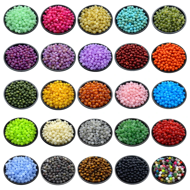 6 8 10mm Acrylic Round Beads for Jewelry Makeing Bracelet Necklace DIY Accessory