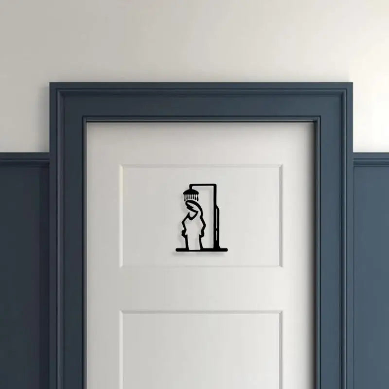 Black Shower Figure Wall Decoration Minimalist Line Metal Bathroom Sign Rustic Door Art Sign Funny Door Topper Home Decoratio