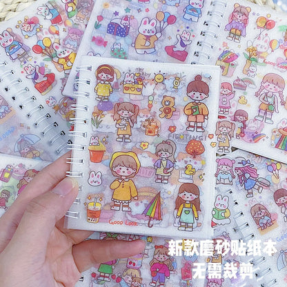 Frosted Handbook Stickers Cartoon DIY Decorative Material Cute Waterproof Journal Sticker Book School Supplies - T