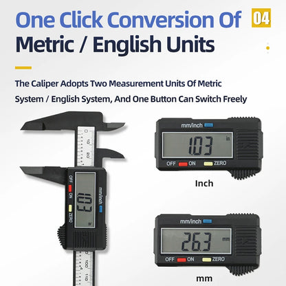 Electronic Pachometer Digital Caliper Vernier Calipers Micrometer Ruler Carbon Fibre Plastic Gauge Measuring Tools Instrument