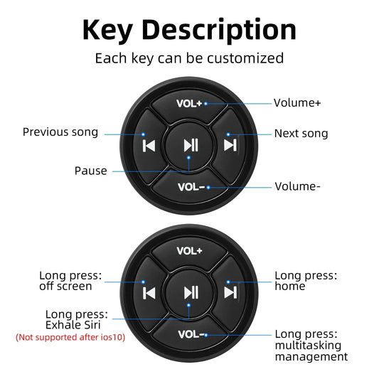 Music Player Steering Wheel Wireless Bluetooth-compatible Remote Control Media