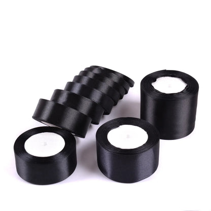 Black Single Face Satin Ribbon 6-10-12-15-20-25-40-50mm Gift Packaging Tape Christmas Halloween Birthday Party Decoration