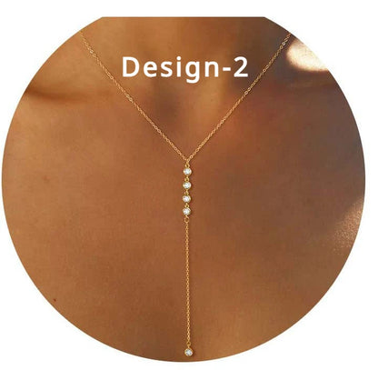 Lariat Gold Necklace for Women Teen Girls Mom, Dainty Long Necklace 14k Gold Plated STAINLESS STEEL Y-Shaped Pendant Necklace