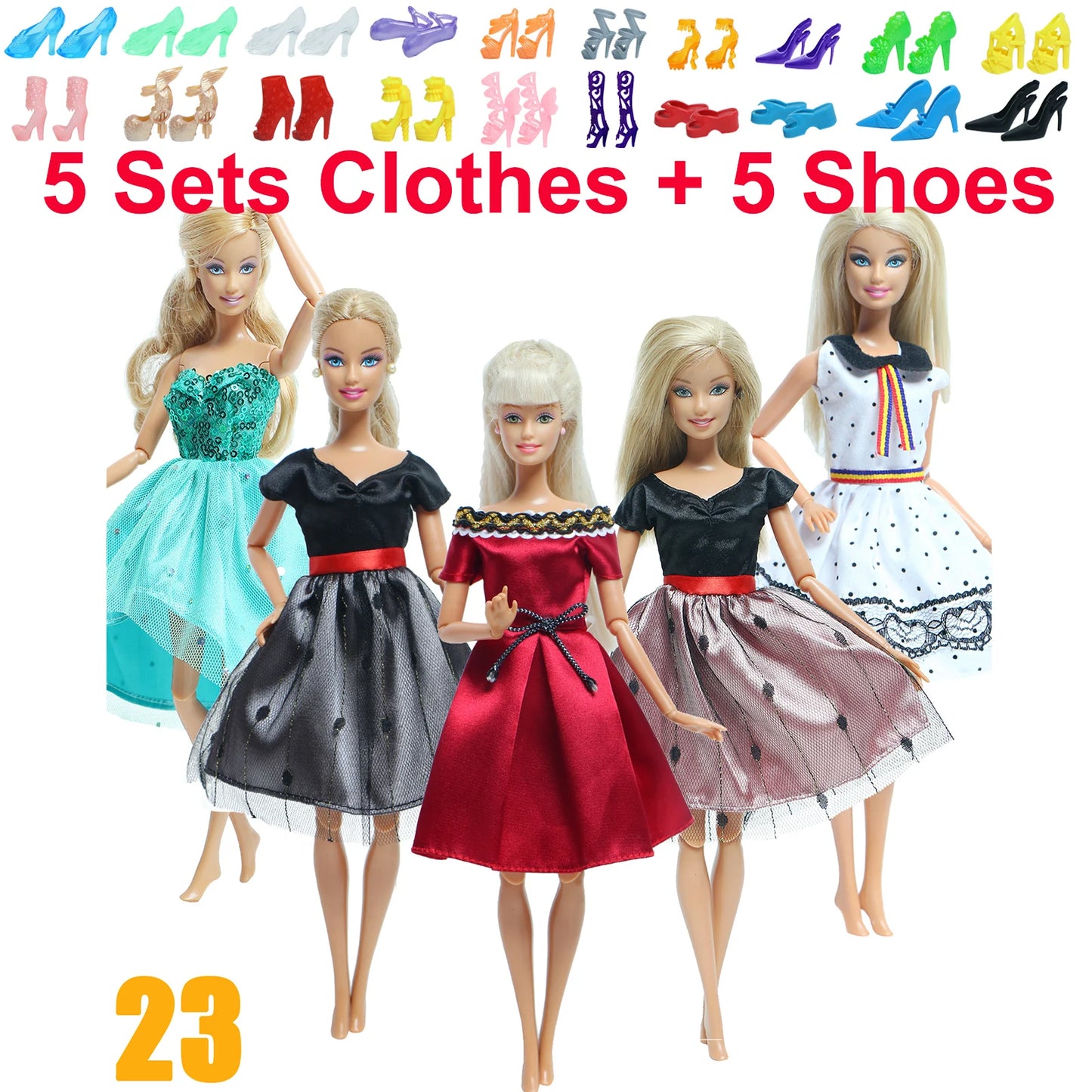 10 Pcs/Set Fashion Outfits 30cm Doll Shirt Pants Dress Shoes 11.5 Inch Doll Clothes Dollhouse 11.8" 1/6 Doll Accessories Toy 