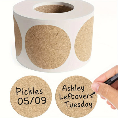 500 pcs / 1 Roll, Kraft Round Self-Adhesive Label Paper Items Classification Name Stickers Personalized Labels - 1 roll