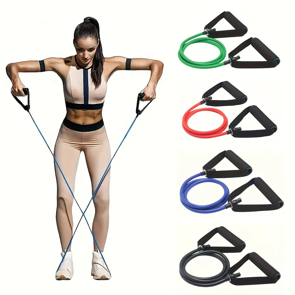 1pc 4-Level Resistance Bands with Handles for Home Workouts and Strength Training - Perfect for Yoga, Pilates,and fitness equ