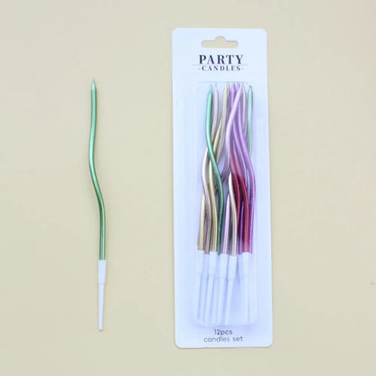 12/48pcs/1case Birthday Candles Spiral Cake Candles Long Thin Cake Candles For Wedding Party And Cake Decoration - 12PC Color