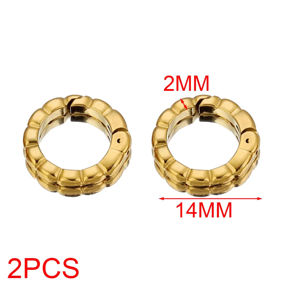 2pcs Stainless Steel Clasps Geometry Heart Round Ring Lobster Clasp Hooks Connectors Necklace for DIY Jewelry Making Supplies