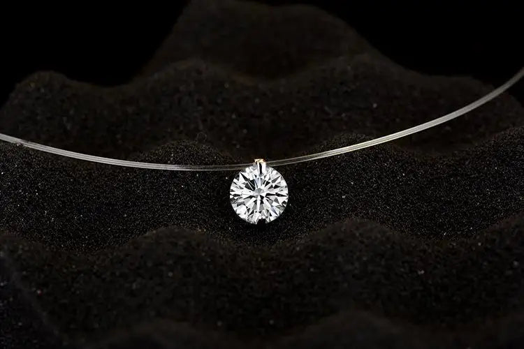 Fashion Shiny Crystal Necklace Zircon Pendant Transparent Fishing Line Invisible Ladies Necklace Jewelry Clavicle Chain Chock