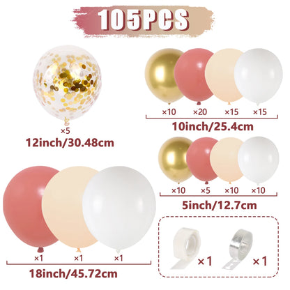Retro Pink White Gold Balloons Garland Arch Kit Birthday Party Decoration Kids Baby Shower Wedding Party Supplies Letax Ballo