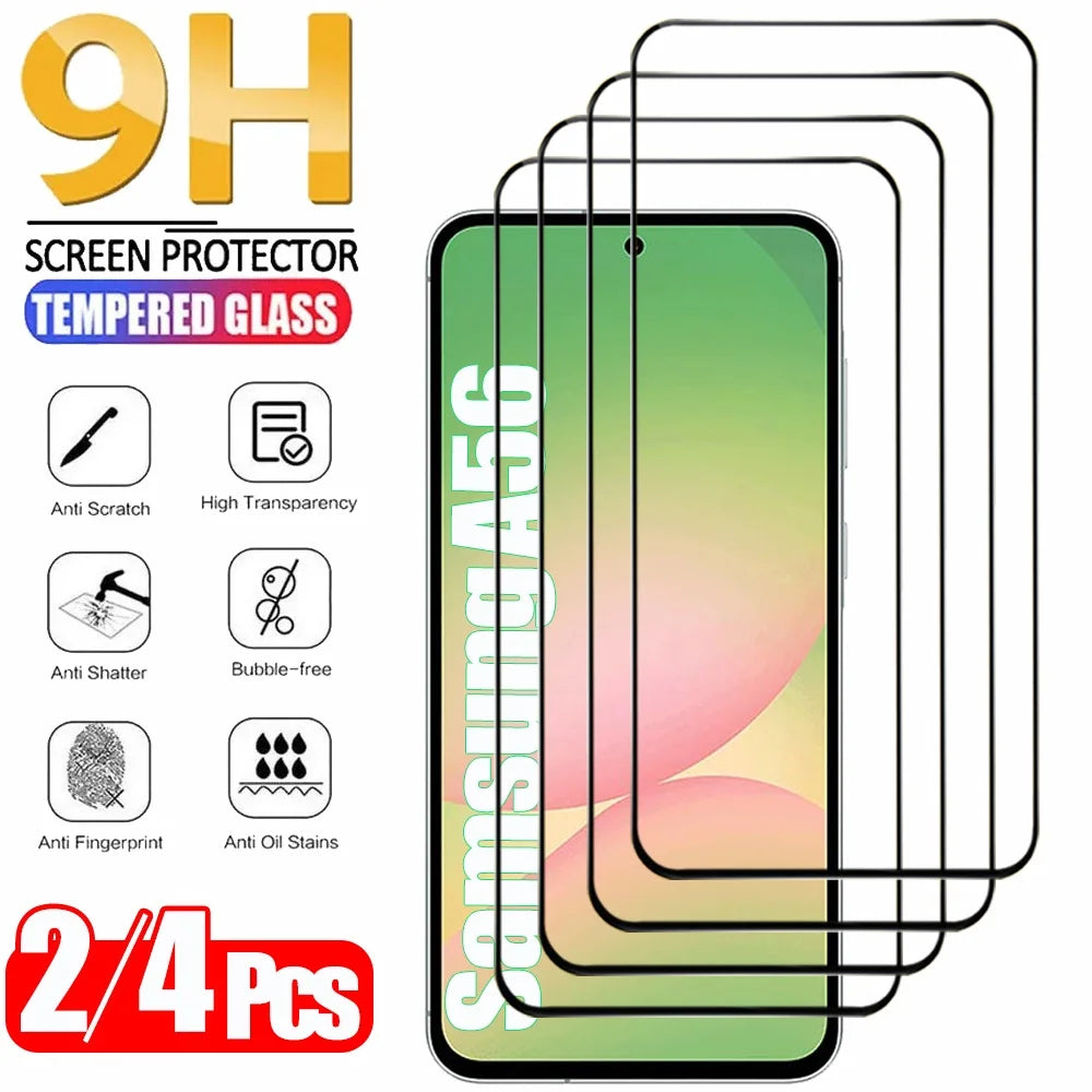 2/4PCS Cristal Templado For Samsung Galaxy A56 A55 A54 A53 Tempered Glass For Samsung A18 A17 A27 A37 A57 A36 A26 A16 Screen 