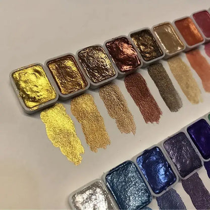 20 Colors Metal Watercolor Painting Set, Portable Box With Shiny Pearls Solid Watercolor Painting, And Art Supplies, Watercol