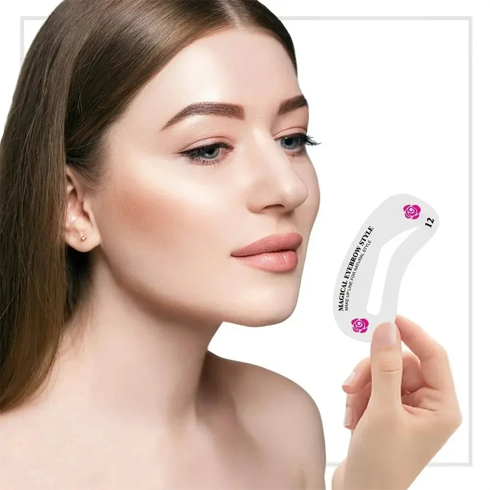 24 Styles Eyebrow Templates Eyebrow Shaping Mold Beauty Set Makeup Styler Set Template Tools Female Beauty Model
