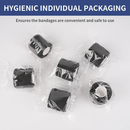 3/6/12/24/48 PCS Tattoo Grip Cover Wrap Disposable Black Bandage For Tattoo Grip Bandage Machine Tape Tube Accessories