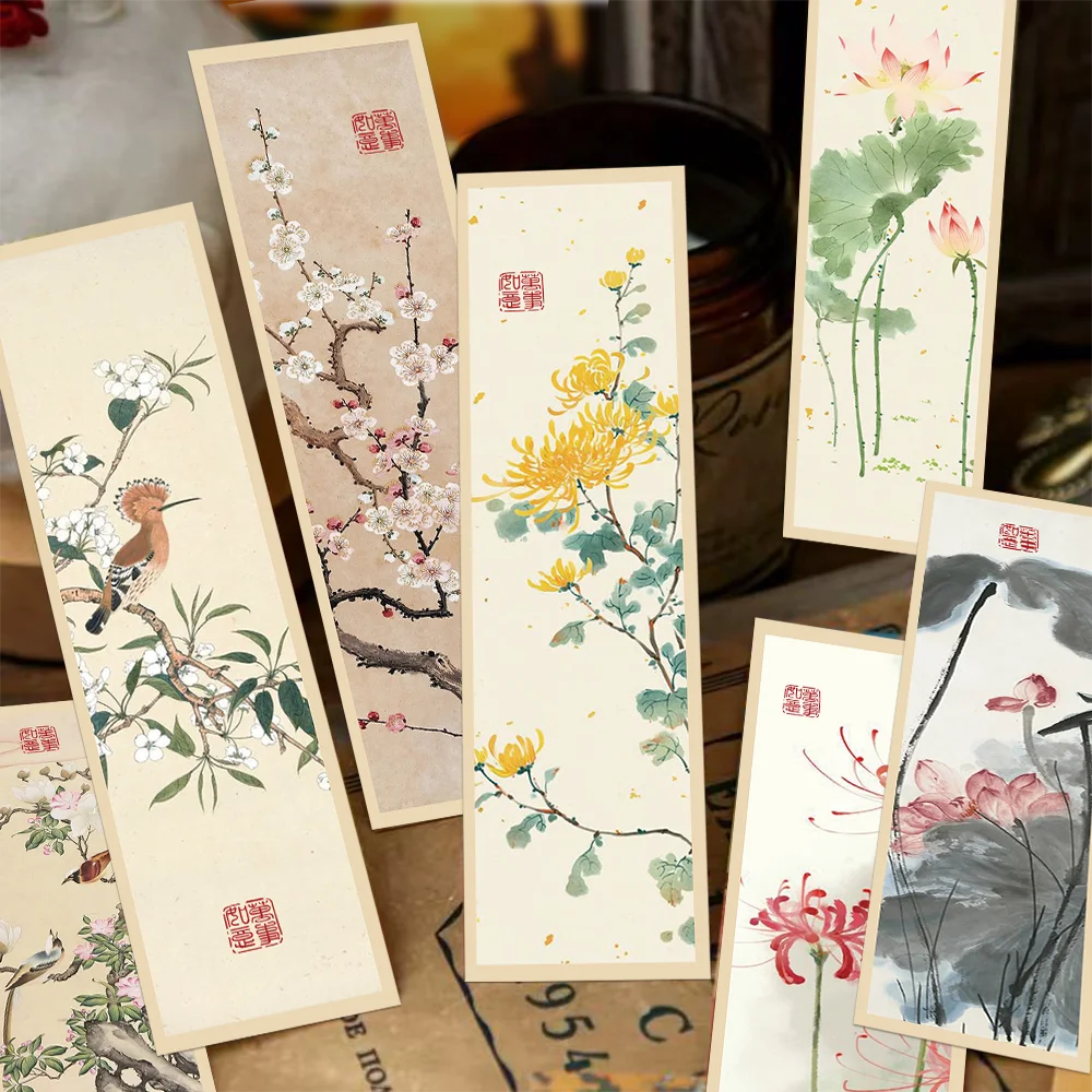 30pcs Chinese painting style bookmarks Chinese ink painting reading book page book marking notebook marking student stationer