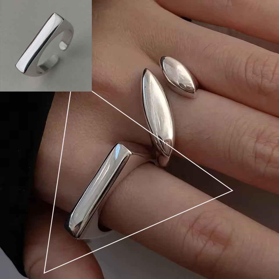 VENTFILLE 925 Sterling Silve Flower Ring for Women Gift Hollow Out Design Retro Hip Hop Versatile Jewelry Party Gift - FFMM63