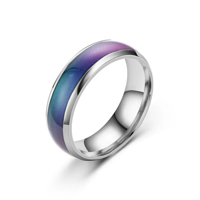 6MM Changing Color Stainless Steel Rings For Women Mood Emotion Feeling Temperature Ring Men Couples Fashion Jewelry Gift - 1