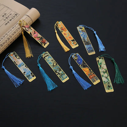 1 Pcs Lytwtw's Creative Metal Book Mark Vintage Oil Painting Bookmark Office School Supplies Funny Gift Stationery Items