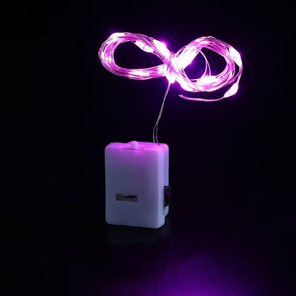 LED Fairy Lights Button Battery Light String Christmas Wedding New Year Bedroom Living Room Garden Decoration Garland - Pink 