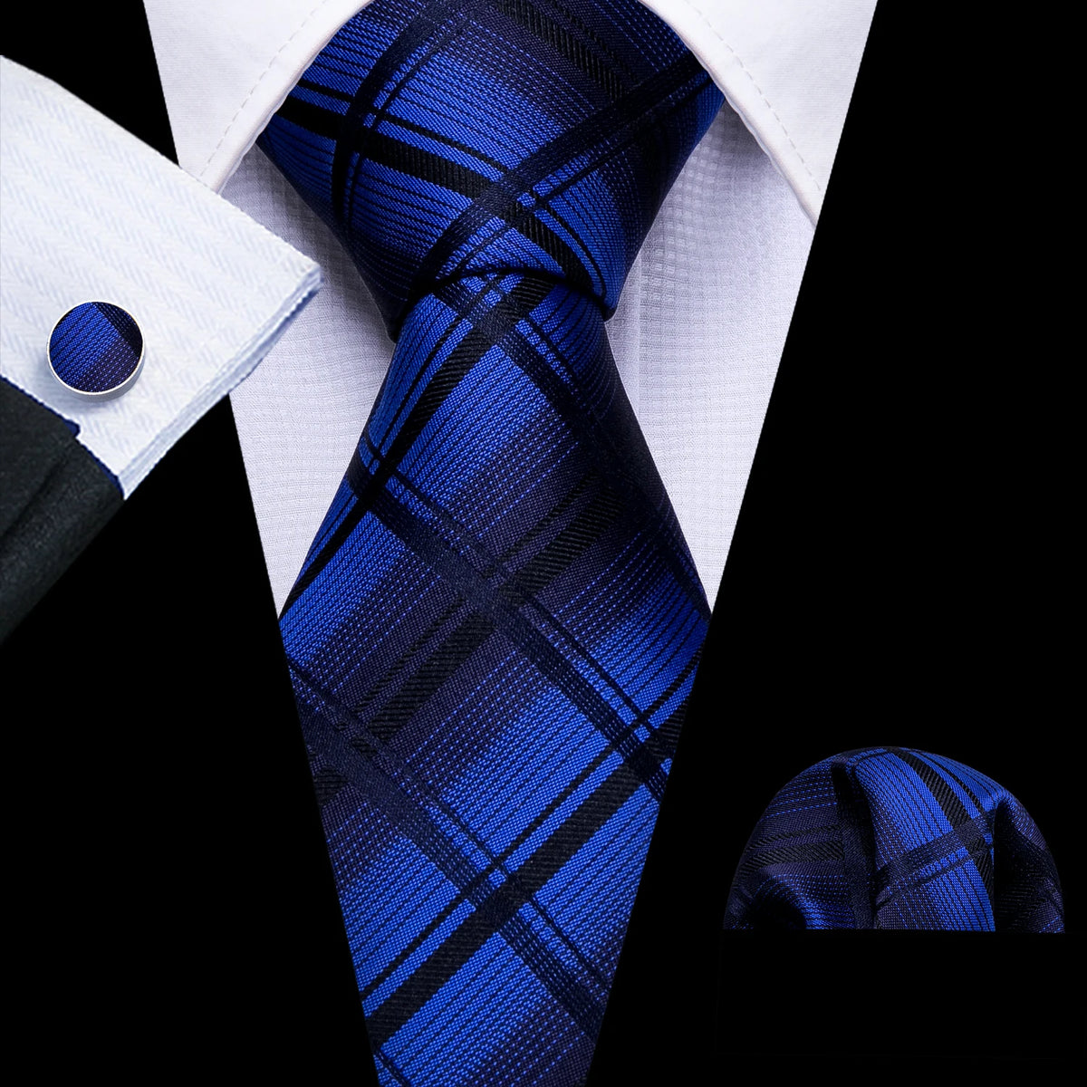 Men Tie Gold Navy Blue Striped Tie Barry.Wang 3.4" Jacquard Party Wedding Woven Fashion Designers Necktie For Men silk Busine