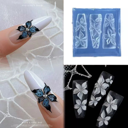 3D Flowers Nail Art Mold Silicone DIY Tropical Floral Tulip Bunch Nail Design Molds High Transparent Nail Art Carving Templat