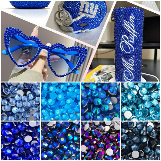 Billow Blue Series Non Hotfix Rhinestones SS6-SS30 Nail Charm Art Flatback Crystals Super Glitter Glass Strass for DIY Craft