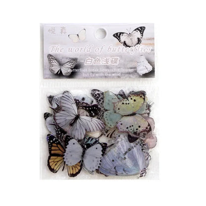 Journamm 40pcs/pack Butterfly Series Stickers Art Collage Junk Journal DIY Scrapbooking PET Waterproof Craft Aesthetics Stick