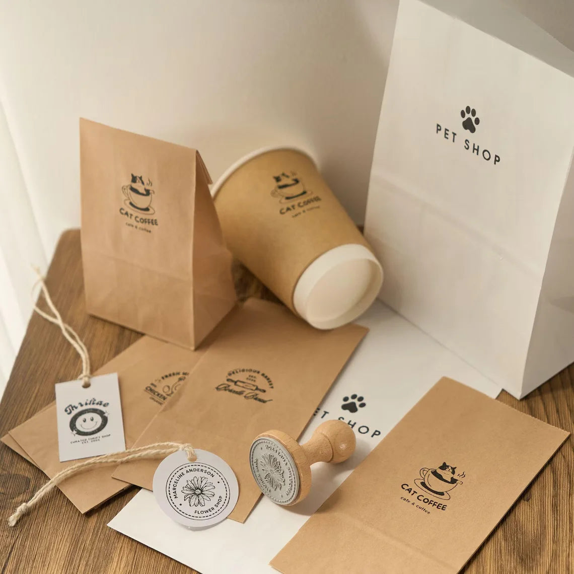 Custom Wooden Stamp Seal Personalized Logo Wedding Party Packaging Stamp Company Address&Name Self Inking Rubber Stamp Artwor