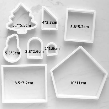 3D Christmas Gingerbread House Mould Plastic Cookie Cutter Set DIY Biscuit Mold Pastry Cake Stamp Baking Tools Accessories - 