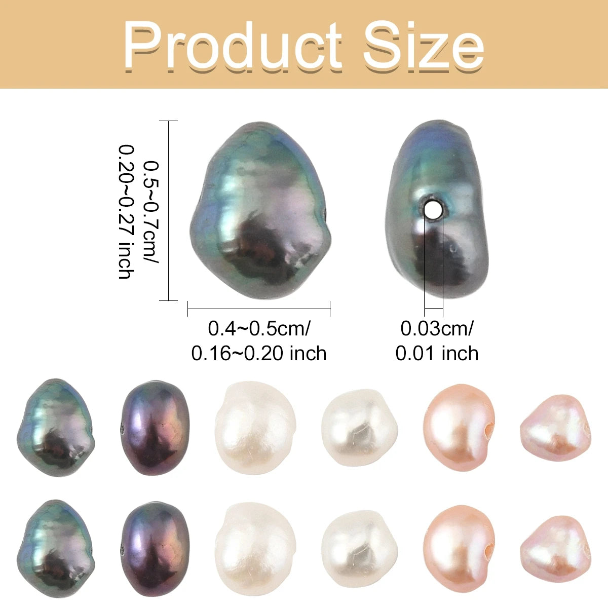 10Pcs Natural Cultured Freshwater Pearl Beads, Baroque Keshi Pearl Beads for Earring Necklace DIY Jewelry Making