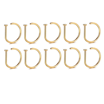Fake Nose Ring Hoop Lip Labret Ring for Women Non Pierce Hoop Nose Ring Septum Hoop Ring Tragus Rook Ring Non Piercing Jewelr