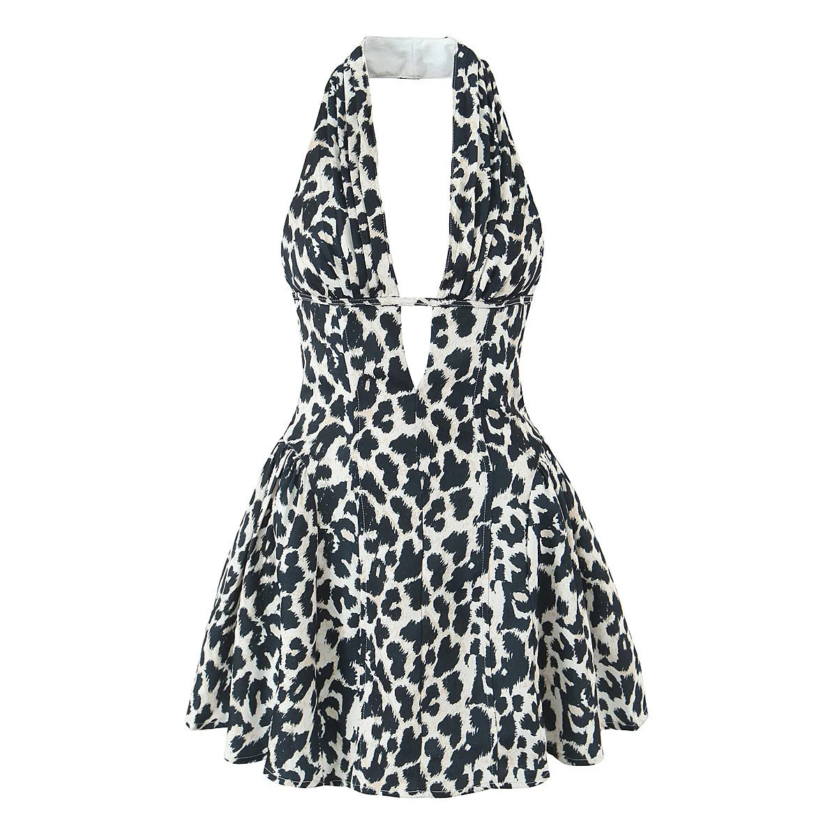 YENKYE French Style Retro Polka Dot Deep V Halter Dress Women Sexy Backless A-line Slim Sweet Elegant Mini Dresses Summer Rob