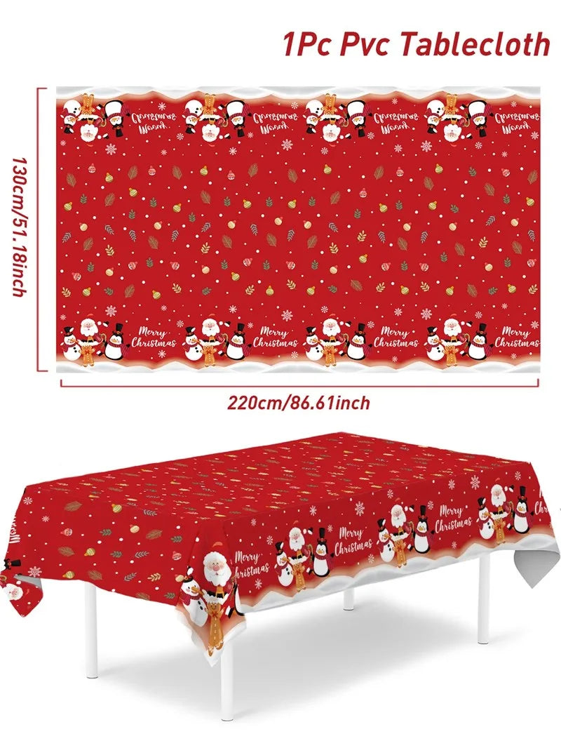 Disposable Christmas Tablecloth Merry Christmas Decors for Home 2024 Table Cover Xmas Ornament Navidad Natal New Year Gift 20