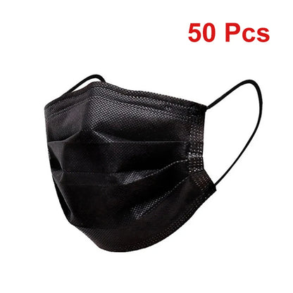 Masks 3-layer Mask Face Masks Melt Blown Cloth Disposable Anti-Dust Protective Masks Earloops Mouth Mask Black Mascarillas - 