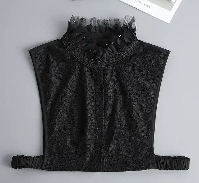 Fashion 2025 Front Tie White Fake Collar for Women Stand Detachable Collar Fake Girls Vintage Lace Ladies False Blouse Collar
